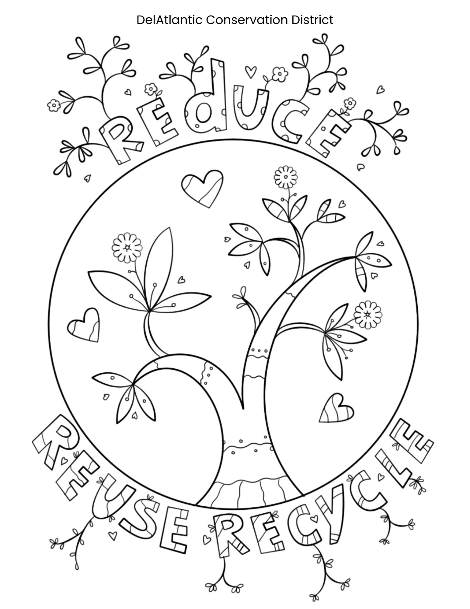 Reduce Reuse Recycle 2 Coloring Page